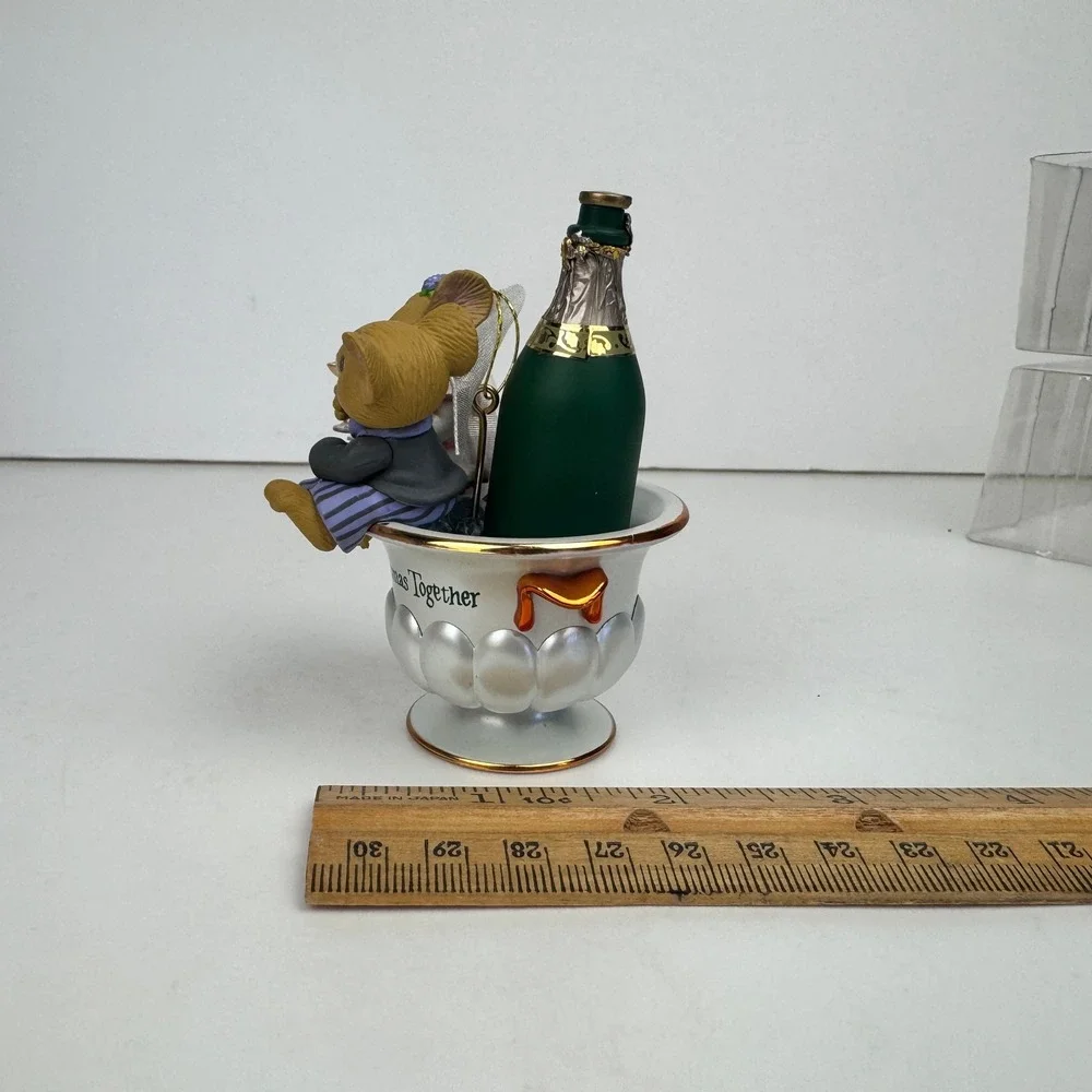 Vtg 2000 Hallmark First Christmas Together Mice Ornament Champagne READ Not Work